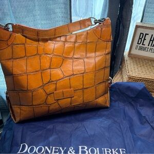 Dooney & Bourke Brown Croc-Embossed Shoulder Bag